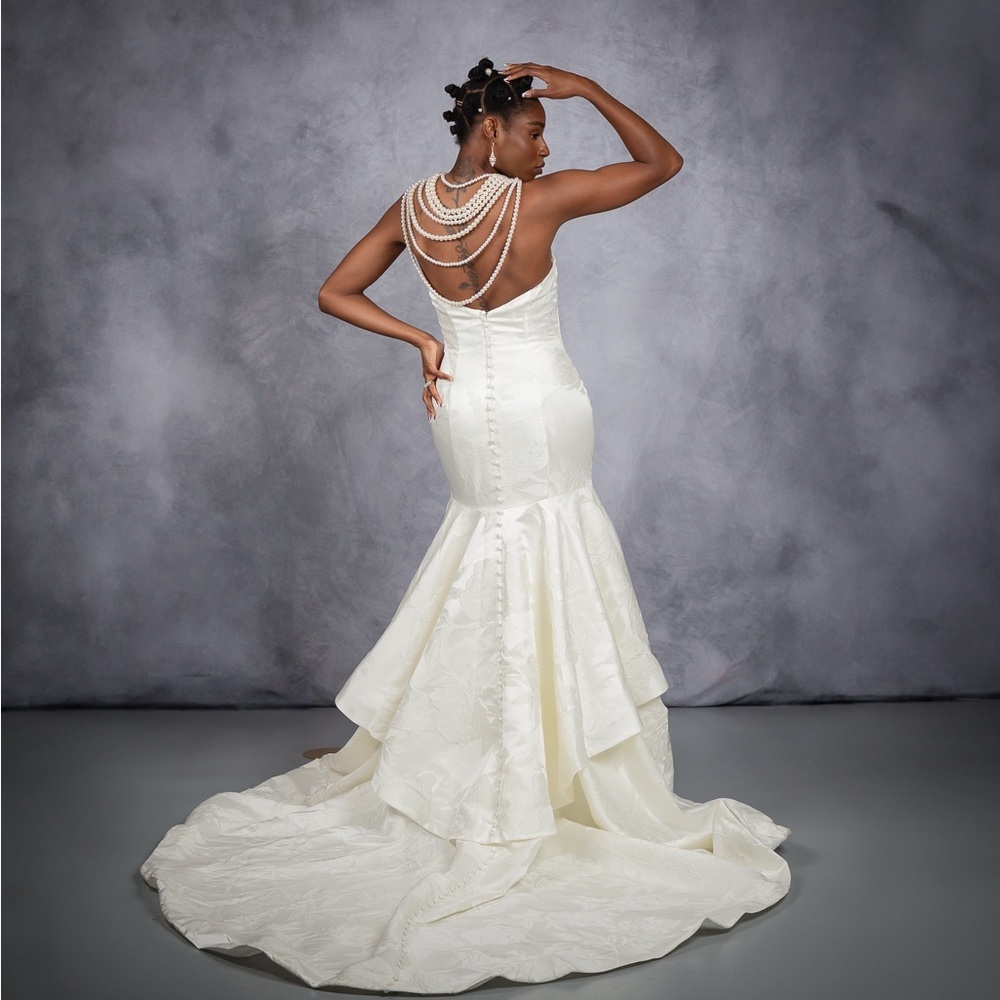 Madison James Strapless Brocade Wedding Gown MJ 960